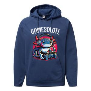 Gamesolotl Axolotl Gamer Anime Gifts Kawaii Performance Fleece Hoodie