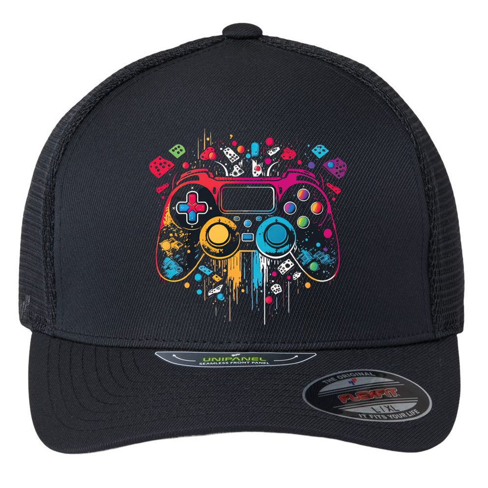 Gamer Aesthetic Graphic Gaming Video Games Teens Flexfit Unipanel Trucker Cap