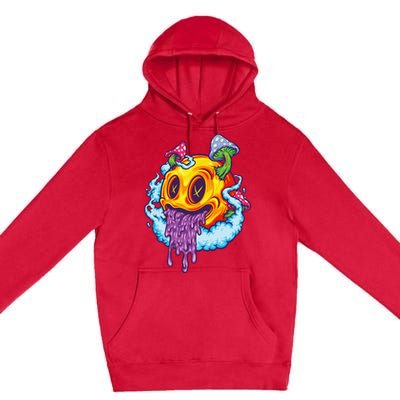 Goblincore Aesthetic Grunge Fungi Mushroom Skull Premium Pullover Hoodie