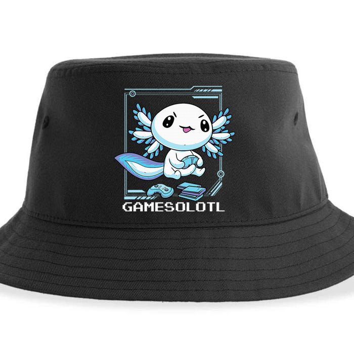 Gamer Axolotl Gamesolotl Fish Gaming Video Gamer Anime Sustainable Bucket Hat