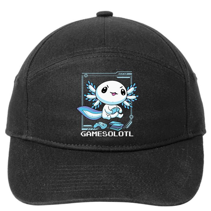 Gamer Axolotl Gamesolotl Fish Gaming Video Gamer Anime 7-Panel Snapback Hat