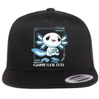 Gamer Axolotl Gamesolotl Fish Gaming Video Gamer Anime Flat Bill Trucker Hat