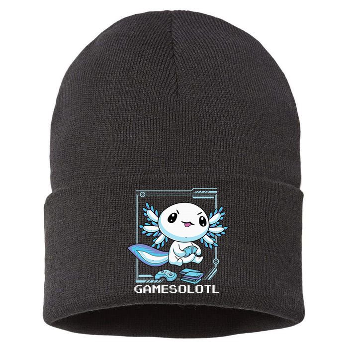 Gamer Axolotl Gamesolotl Fish Gaming Video Gamer Anime Sustainable Knit Beanie