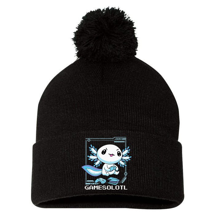 Gamer Axolotl Gamesolotl Fish Gaming Video Gamer Anime Pom Pom 12in Knit Beanie