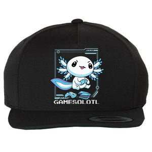 Gamer Axolotl Gamesolotl Fish Gaming Video Gamer Anime Wool Snapback Cap