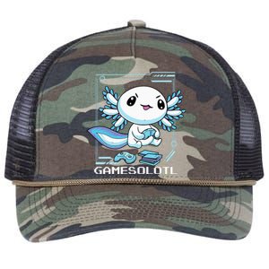 Gamer Axolotl Gamesolotl Fish Gaming Video Gamer Anime Retro Rope Trucker Hat Cap