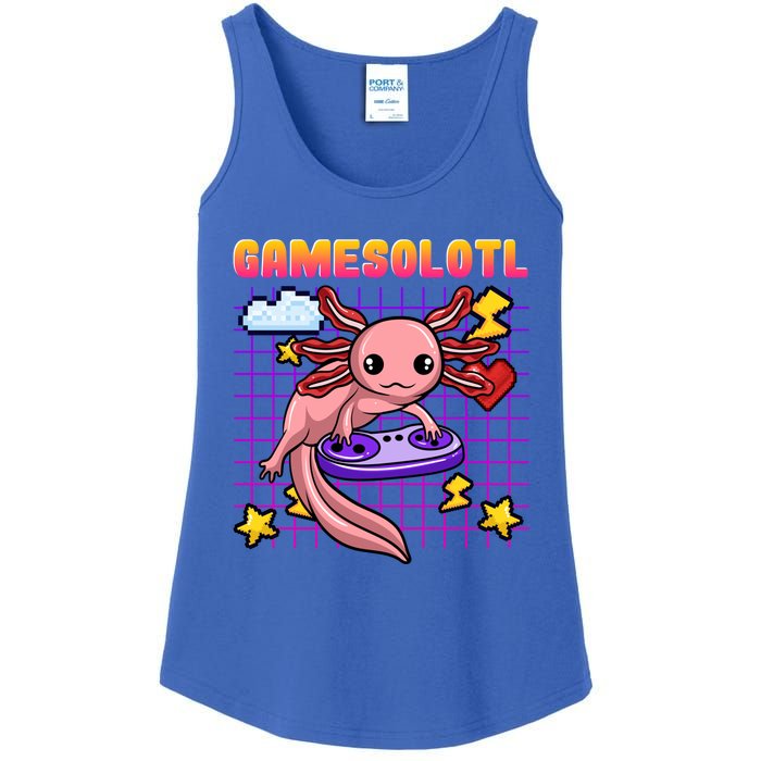 Gamer Axolotl Gamesolotl Kawaii Games Pastel Anime Fish Gift Ladies Essential Tank