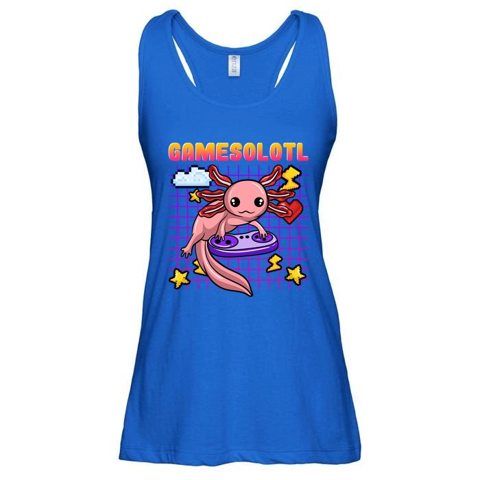 Gamer Axolotl Gamesolotl Kawaii Games Pastel Anime Fish Gift Ladies Essential Flowy Tank