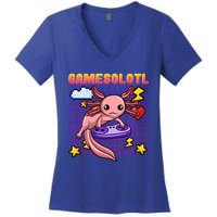 Gamer Axolotl Gamesolotl Kawaii Games Pastel Anime Fish Gift Women's V-Neck T-Shirt