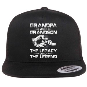 Grandpa And Grandson The Legend And The Legacy Flat Bill Trucker Hat