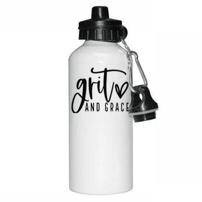 Grit and Grace Positive Quotes Christian Sayings Aluminum Water Bottle 