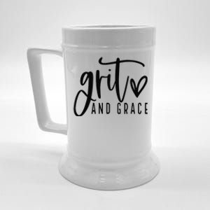 Grit and Grace Positive Quotes Christian Sayings Beer Stein