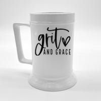 Grit and Grace Positive Quotes Christian Sayings Beer Stein