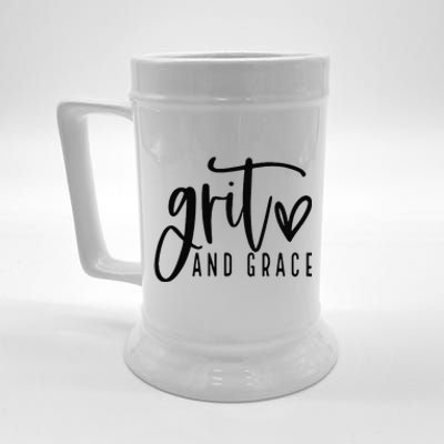 Grit and Grace Positive Quotes Christian Sayings Beer Stein