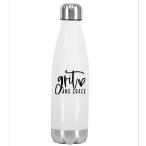 Grit and Grace Positive Quotes Christian Sayings Stainless Steel Insulated Water Bottle