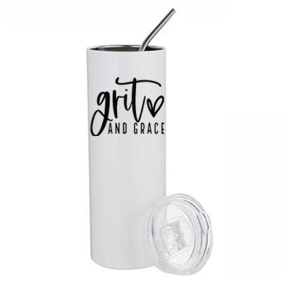 Grit and Grace Positive Quotes Christian Sayings Stainless Steel Tumbler