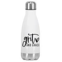 Grit and Grace Positive Quotes Christian Sayings Stainless Steel Insulated Water Bottle