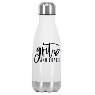 Grit and Grace Positive Quotes Christian Sayings Stainless Steel Insulated Water Bottle