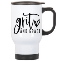 Grit and Grace Positive Quotes Christian Sayings Stainless Steel Travel Mug