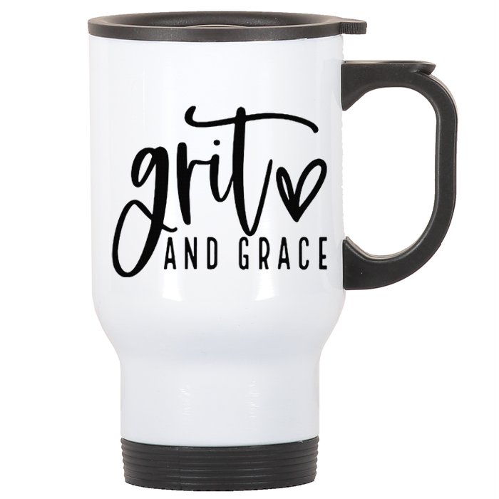 Grit and Grace Positive Quotes Christian Sayings Stainless Steel Travel Mug