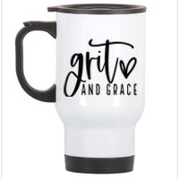 Grit and Grace Positive Quotes Christian Sayings Stainless Steel Travel Mug