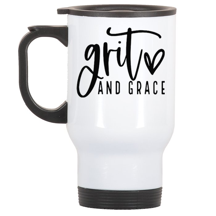 Grit and Grace Positive Quotes Christian Sayings Stainless Steel Travel Mug