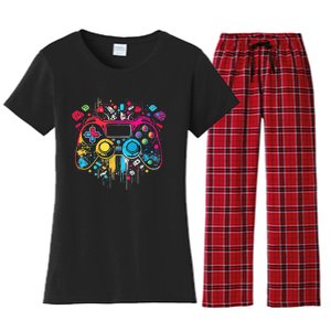 Gamer Aesthetic Graphic Gaming Video Games Boys Teens  Women's Flannel Pajama Set