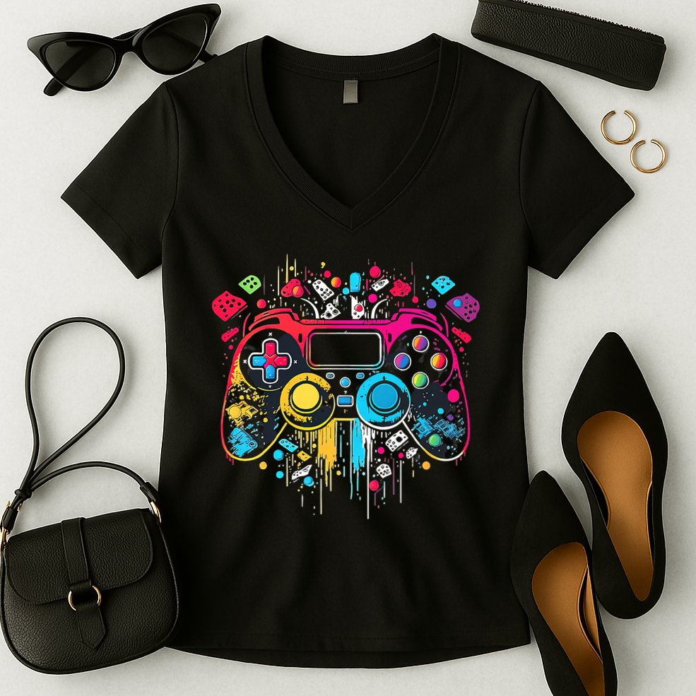 Gamer Aesthetic Graphic Gaming Video Games Boys Teens  Women's V-Neck T-Shirt