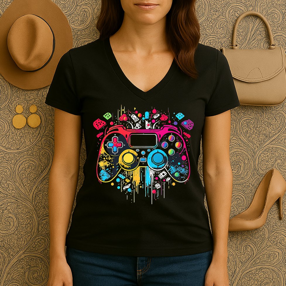 Gamer Aesthetic Graphic Gaming Video Games Boys Teens  Women's V-Neck T-Shirt