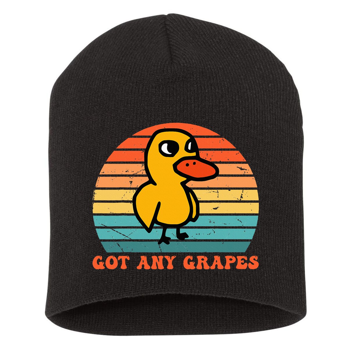 Got Any Grapes Duck Vintage Short Acrylic Beanie