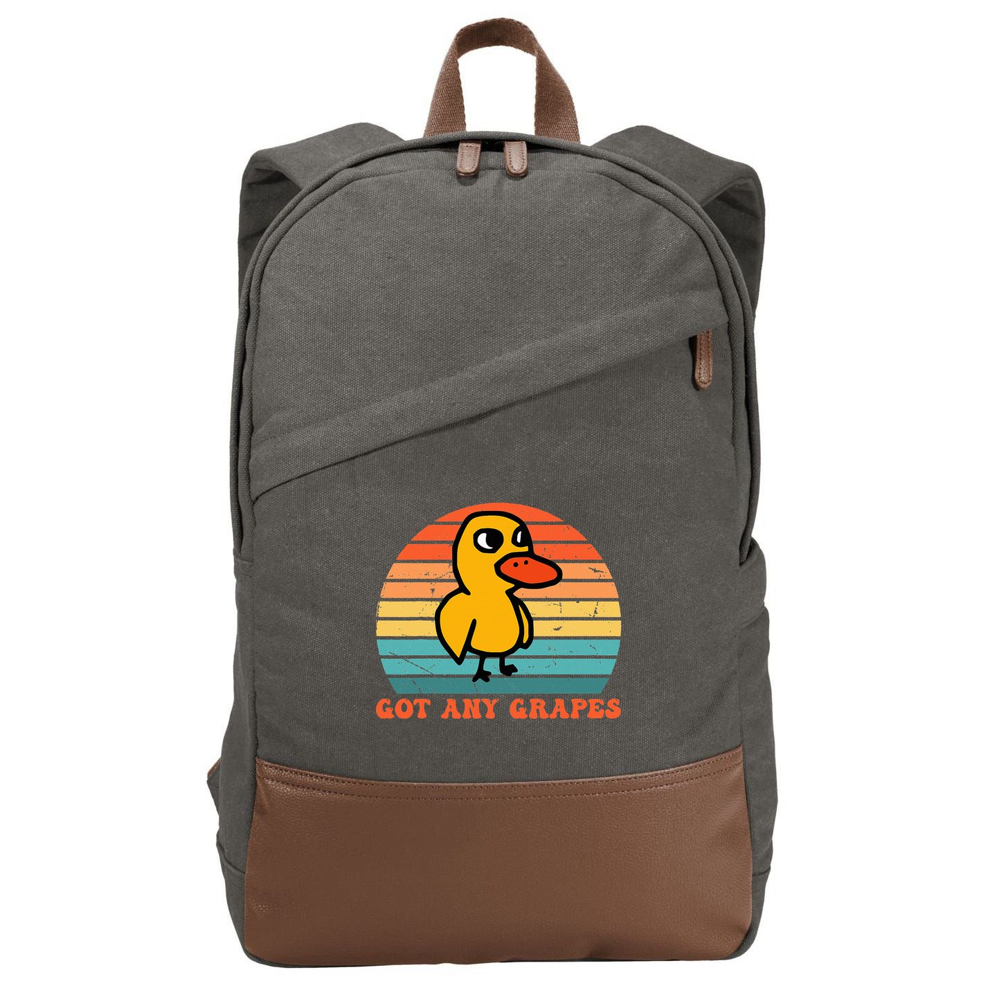 Got Any Grapes Duck Vintage Cotton Canvas Backpack