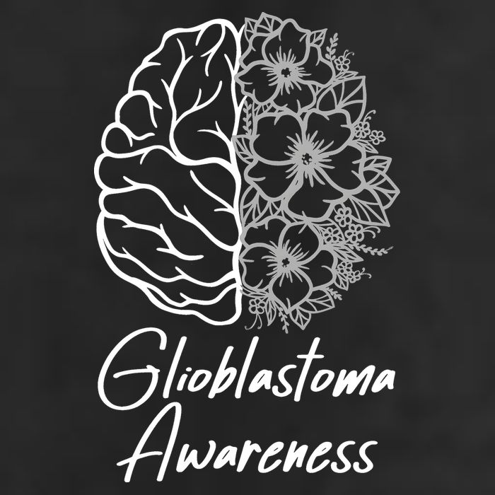 Glioblastoma Awareness Gray Ribbon 7 Panel Mesh Trucker Snapback Hat