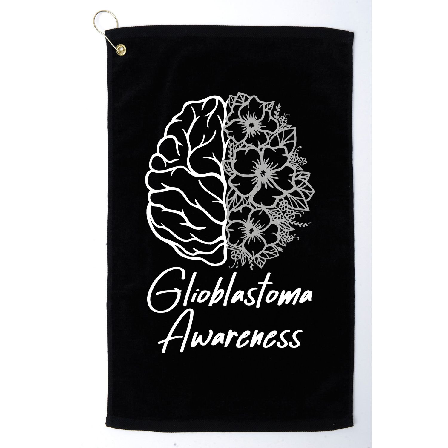 Glioblastoma Awareness Gray Ribbon Golf Towel