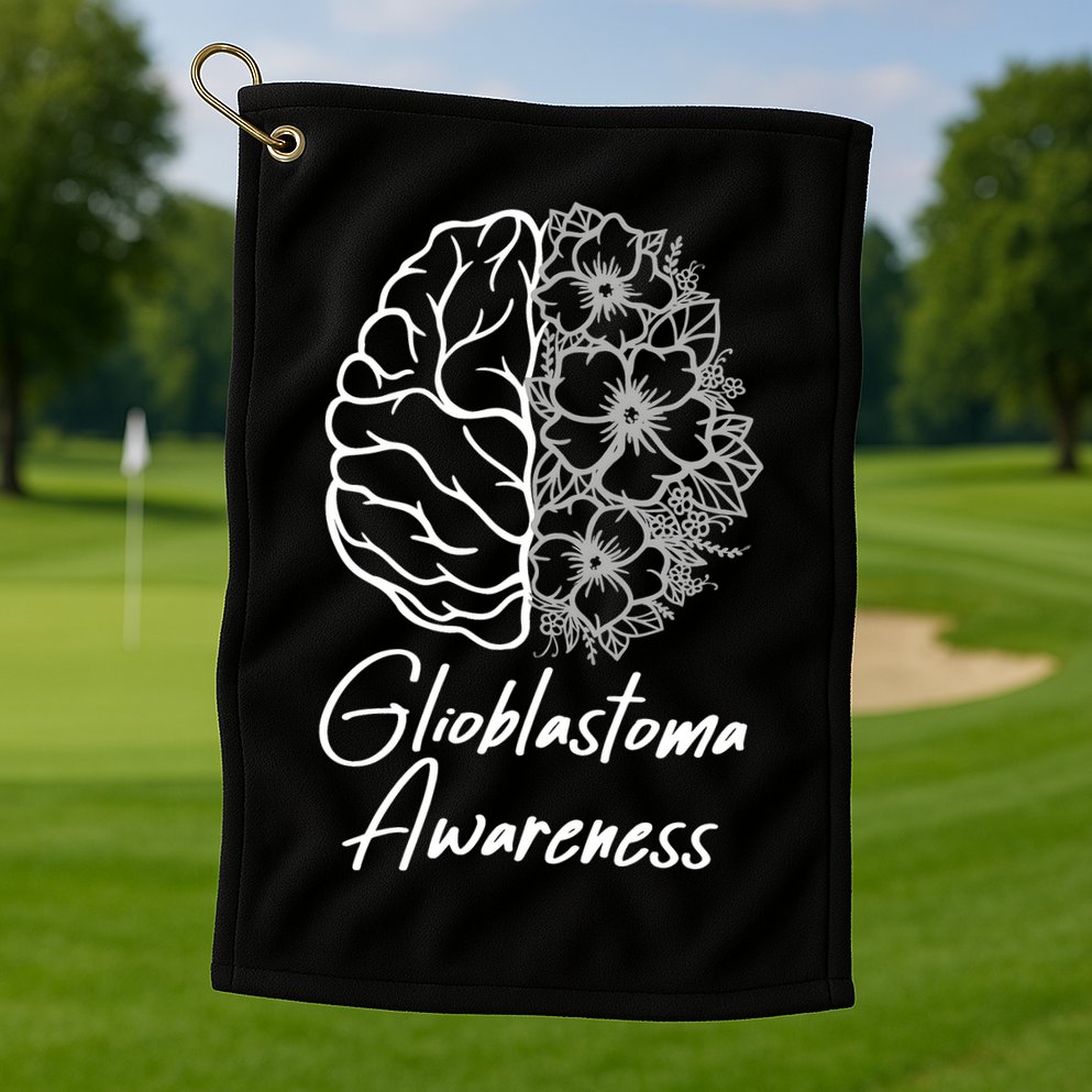 Glioblastoma Awareness Gray Ribbon Golf Towel
