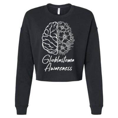 Glioblastoma Awareness Gray Ribbon Cropped Pullover Crew
