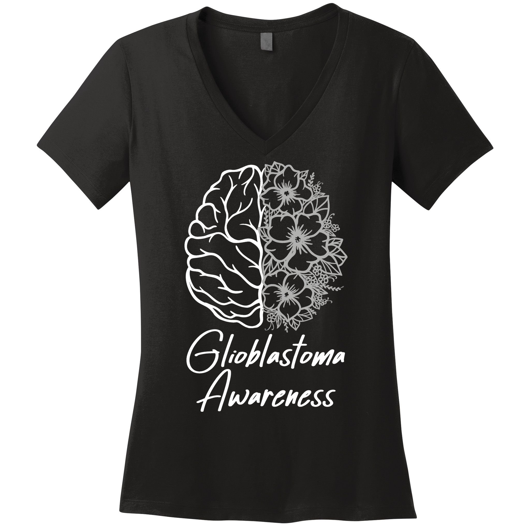 Glioblastoma Awareness Gray Ribbon Women's V-Neck T-Shirt
