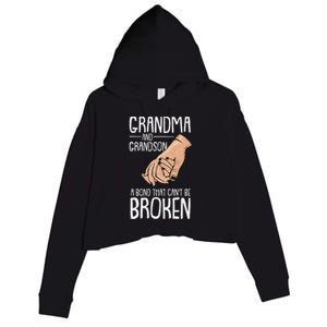 Grandma And Grandson A Bond That Cant Be Broken Autism Gift Crop Fleece Hoodie