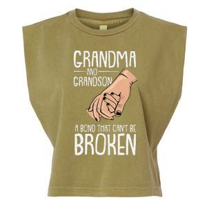 Grandma And Grandson A Bond That Cant Be Broken Autism Gift Garment-Dyed Women's Muscle Tee