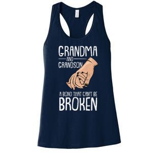 Grandma And Grandson A Bond That Cant Be Broken Autism Gift Women's Racerback Tank