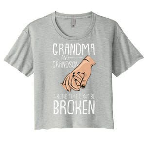 Grandma And Grandson A Bond That Cant Be Broken Autism Gift Women's Crop Top Tee