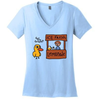 Got Any Grapes Funny Duck Ice Fresh Lemonade Women's V-Neck T-Shirt