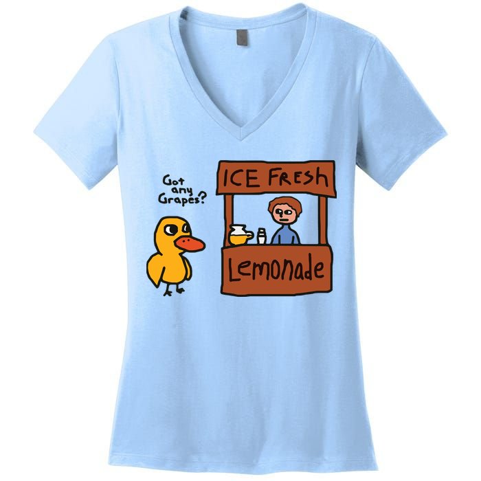 Got Any Grapes Funny Duck Ice Fresh Lemonade Women's V-Neck T-Shirt