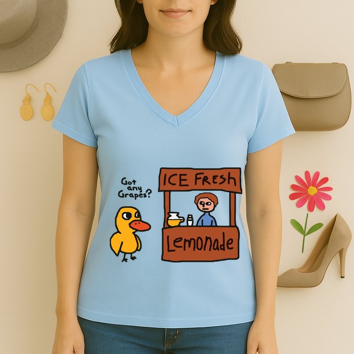 Got Any Grapes Funny Duck Ice Fresh Lemonade Women's V-Neck T-Shirt