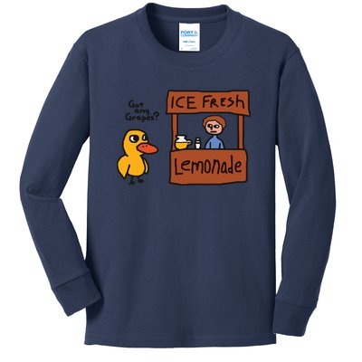 Got Any Grapes Funny Duck Ice Fresh Lemonade Kids Long Sleeve Shirt