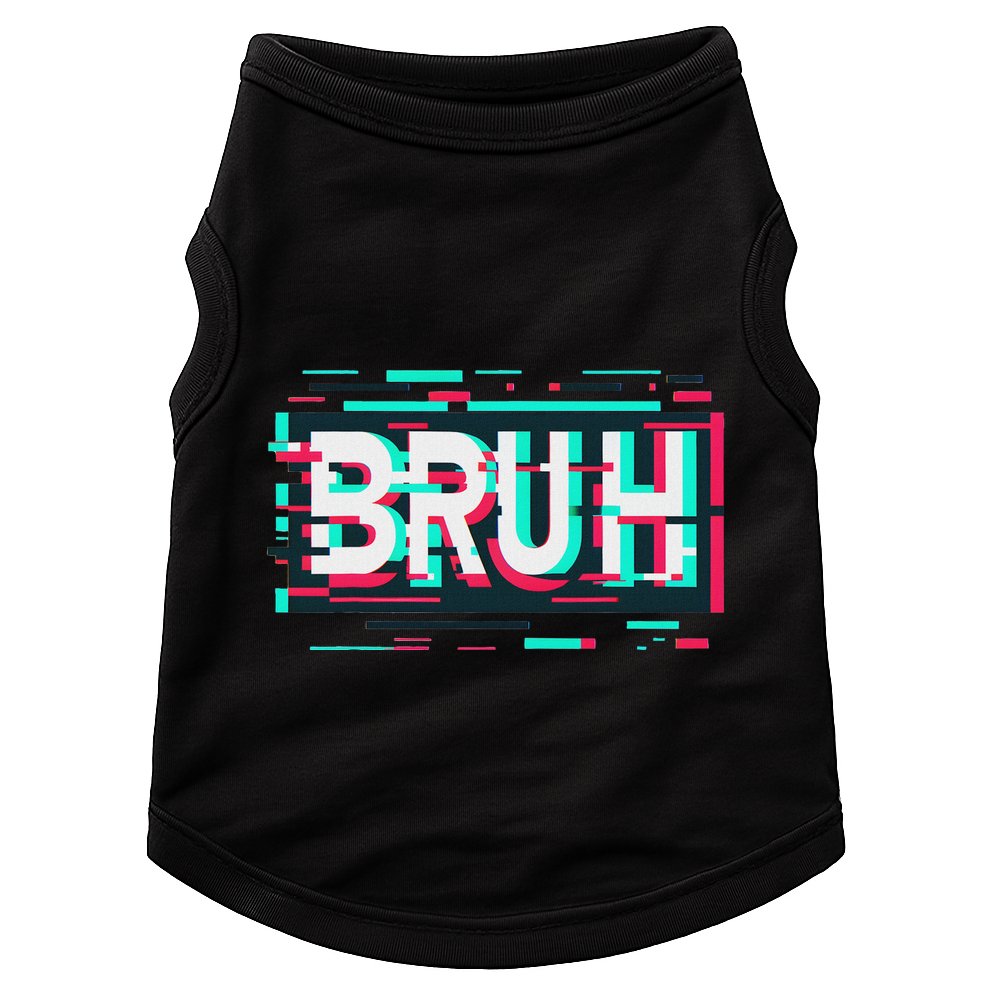 Glitch Aesthetic Gamer Bruh Meme Funny Saying Doggie Tank