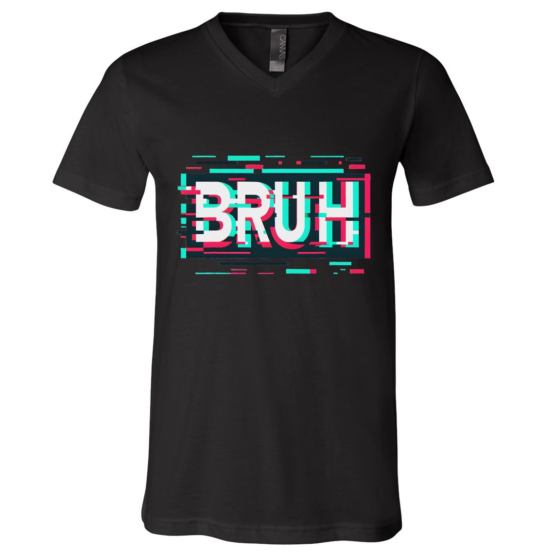 Glitch Aesthetic Gamer Bruh Meme Funny Saying V-Neck T-Shirt