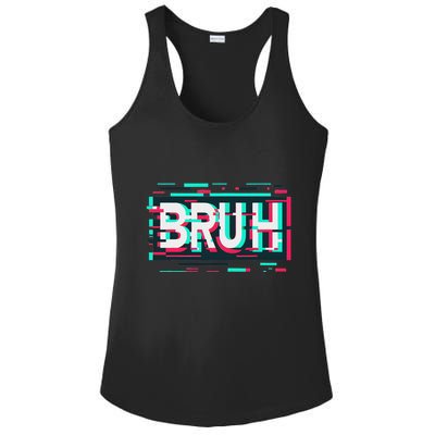 Glitch Aesthetic Gamer Bruh Meme Funny Saying Ladies PosiCharge Competitor Racerback Tank