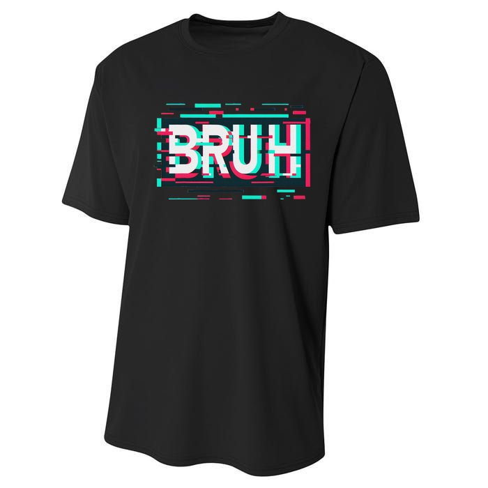 Glitch Aesthetic Gamer Bruh Meme Funny Saying Performance Sprint T-Shirt