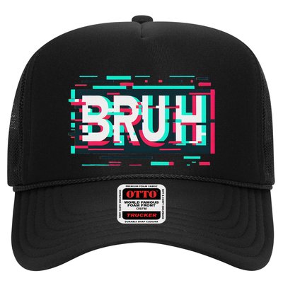 Glitch Aesthetic Gamer Bruh Meme Funny Saying Trucker Hat