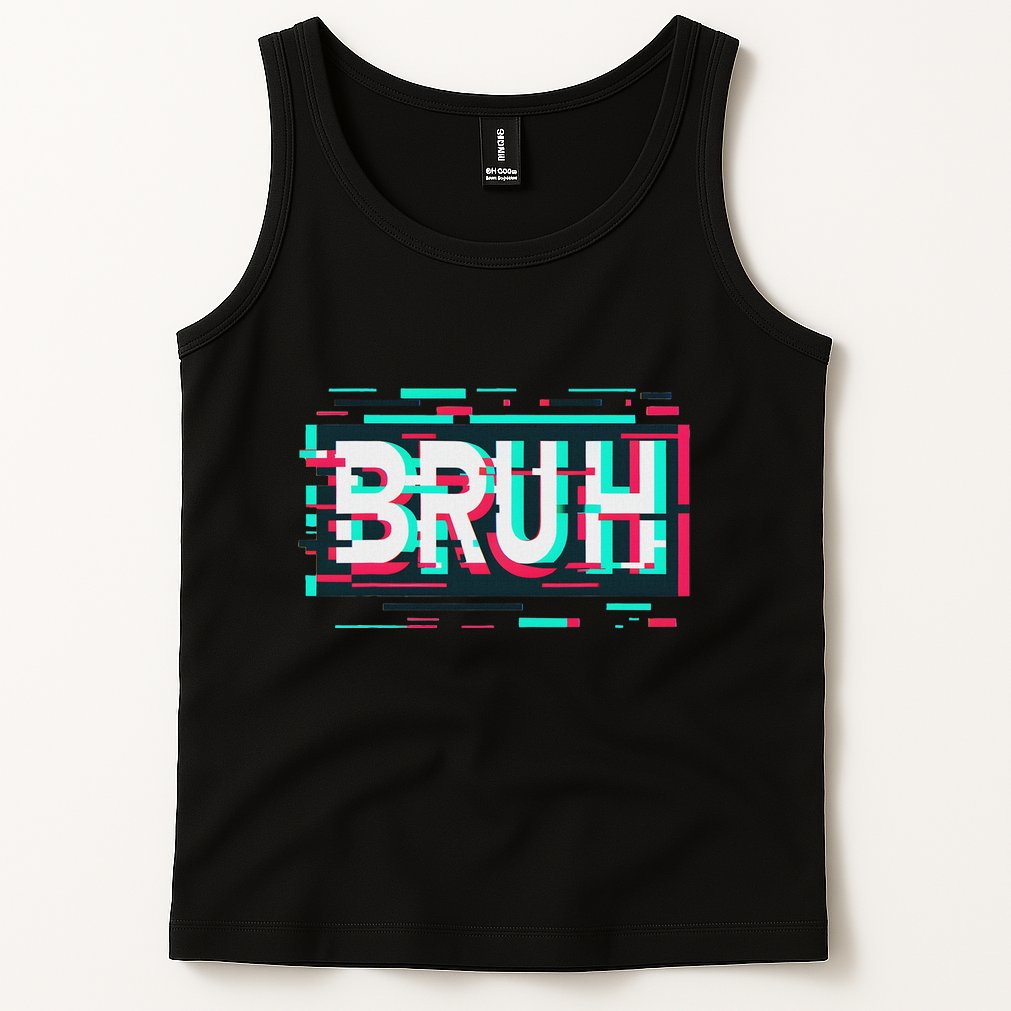 Glitch Aesthetic Gamer Bruh Meme Funny Saying Tank Top